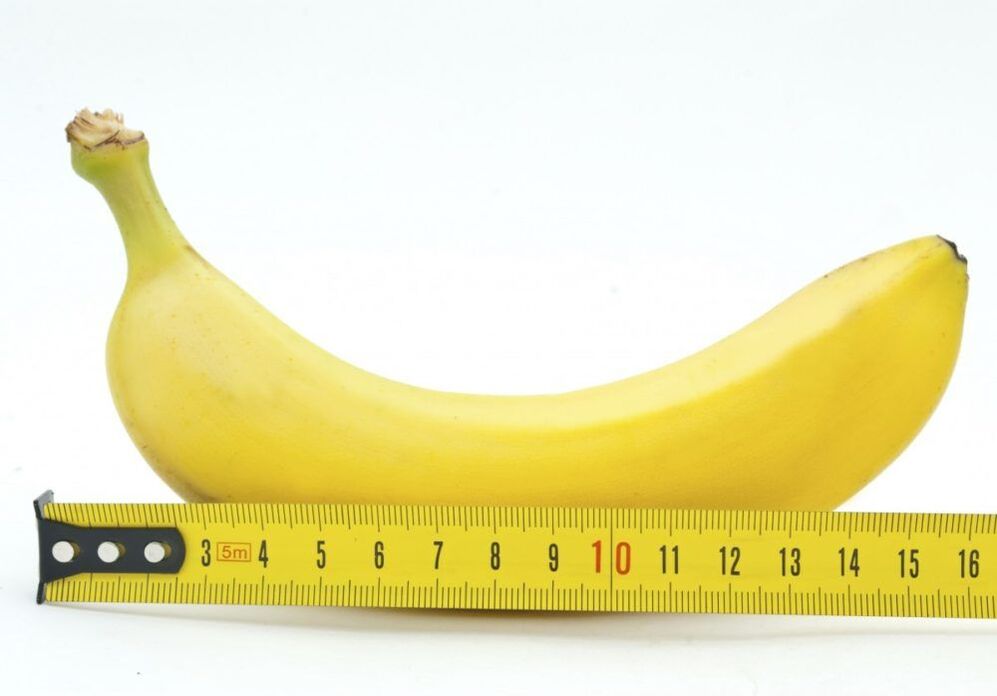het meten van de penisgrootte met behulp van een banaan als voorbeeld